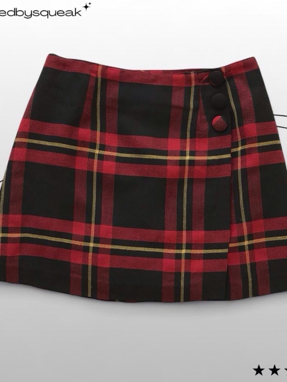 Vintage 90s Daily Habit Black Red Plaid Mini Skirt Preppy Dark Academia Goth